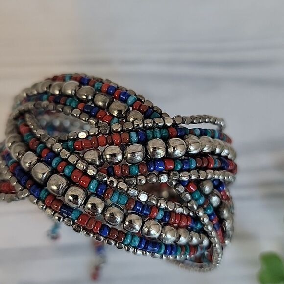 Unbranded Bracelet Multicolor Beaded Boho Cuff - Picture 2 of 5